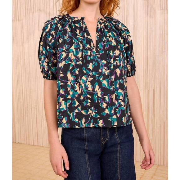 ULLA JOHNSON Tops - NEW ULLA JOHNSON loli short sleeve blouse in kaleidoscope